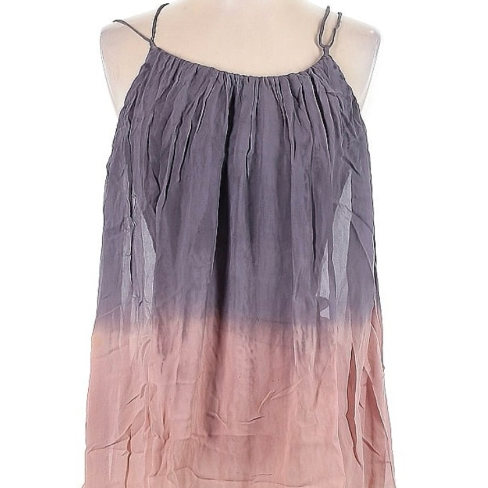 Purple and Pink Sleeveless dress with Pleated Relaxed Style